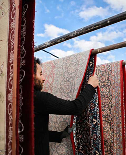 خشک کردن قالی در قالیشویی جوادیه